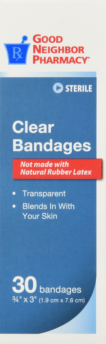 Good Neighbor Pharmacy Clear Bandages Â¾ x 3 inch 30ct