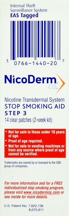 NicoDerm Nicotine Patches 7mg Step 3 Clear Patches 14ct