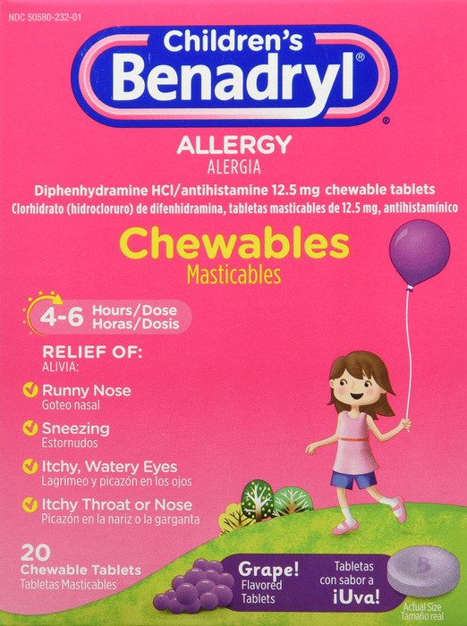 BENADRYL CHILD ALLERGY GRAPE CHWTAB 20CT