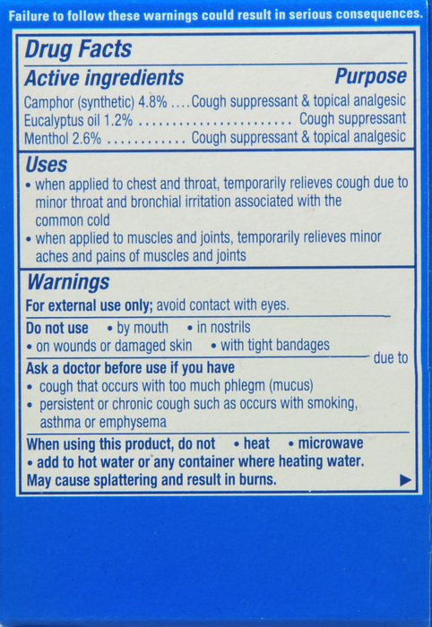 Vicks Vaporub Cough Suppressant Topical Ointment 100g