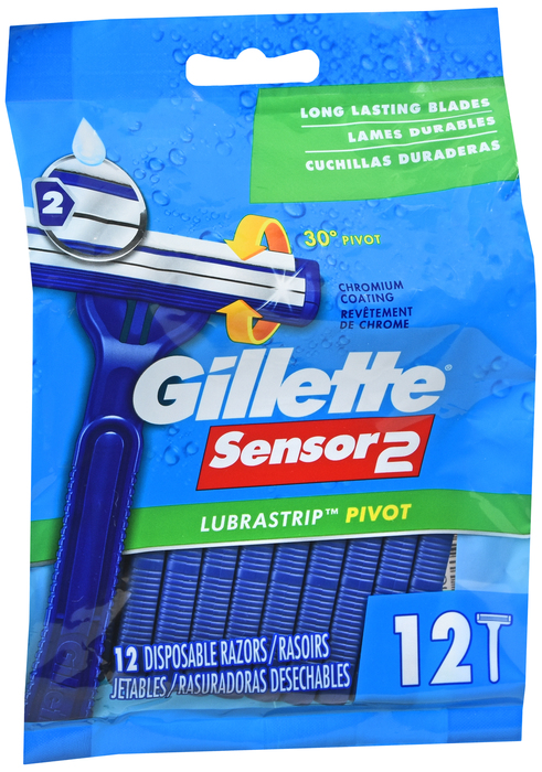 Gill Sensor2 Pivot Lubricated Men Disposable Razor 12ct