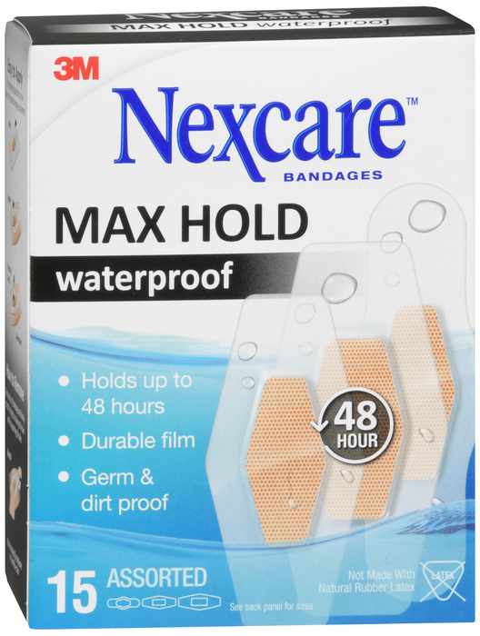 Nexcare Max Hold Waterproof Assorted Bandages 15ct