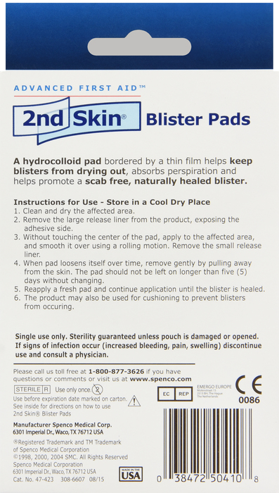 2ND SKIN BLISTER PAD 5CT