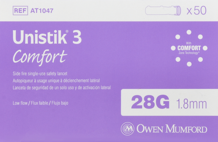 Unistik 3 Comfort Lancets 1.8mmx28g 50ct