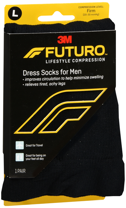 Futuro Men's Dress Socks 20-30mmHg Black Large 1ct