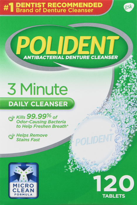 POLIDENT 3 MINUTE TABLET MINT 120CT