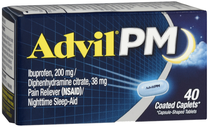 Advil PM Ibuprofen Pain Reliever/Nighttime Sleep-Aid Caplets 40ct