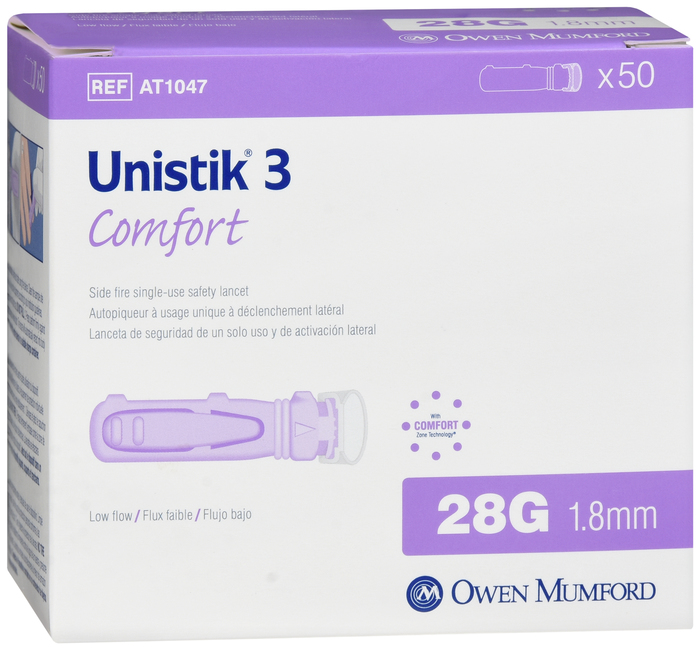 Unistik 3 Comfort Lancets 1.8mmx28g 50ct