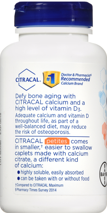 Citracal Petites Calcium Citrate + D3 Coated Caplets 200ct