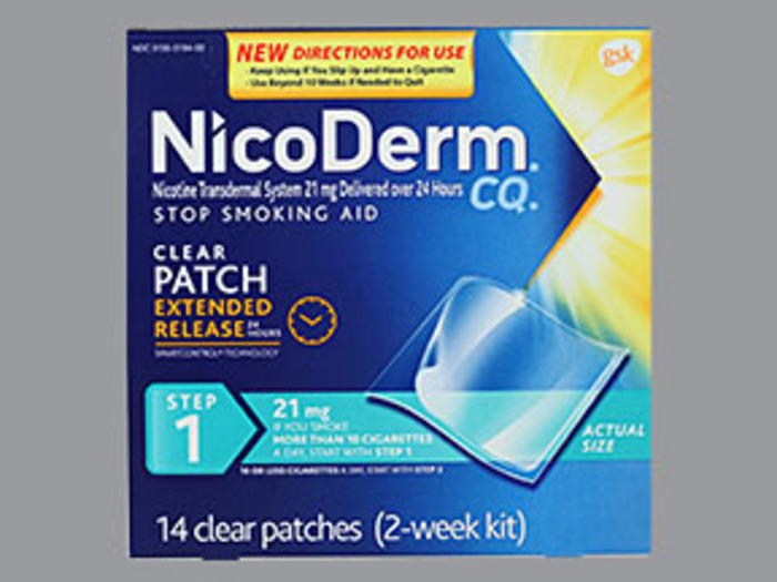 NicoDerm CQ Nicotine Patches 21mg Step 1 Clear Patches14ct