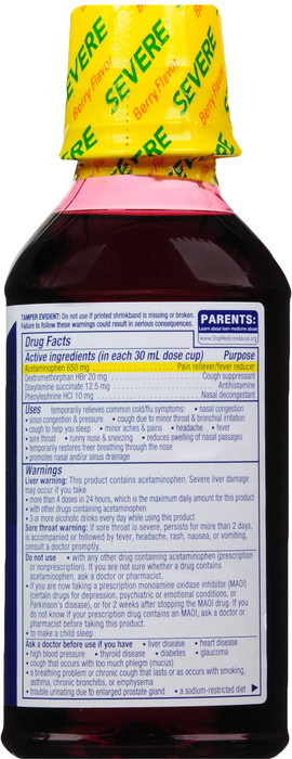 NyQuil Severe Cold & Flu Mixed Berry Liquid 12oz