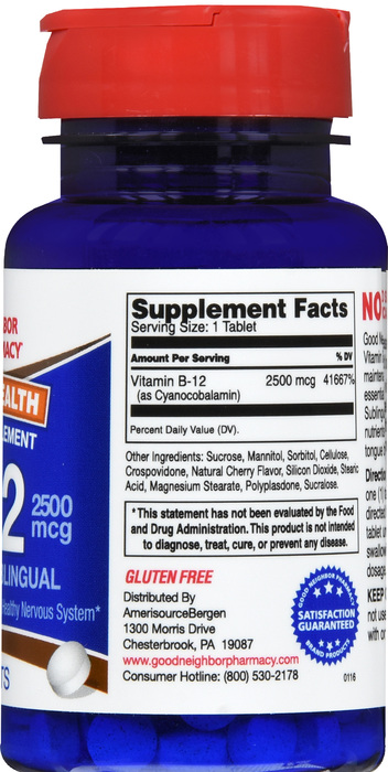 Good Neighbor Pharmacy Vitamin B-12 2500mcg Sublingual Tablets 60ct