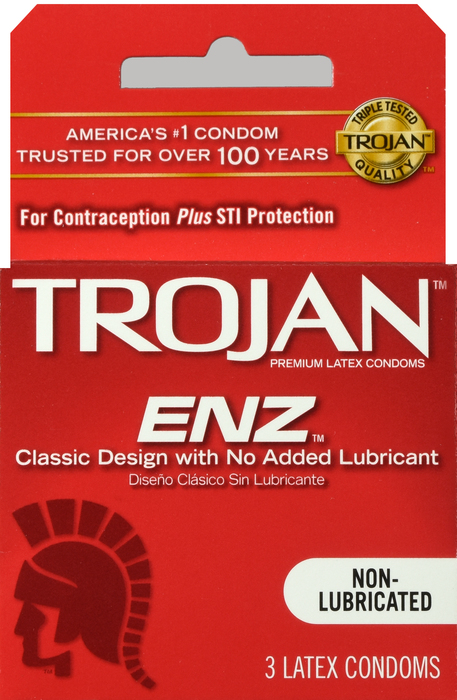 TROJAN ENZ NON LUBE CONDOM 3CT