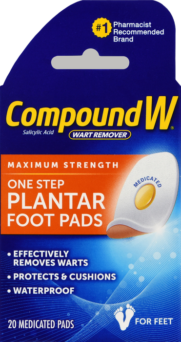 Compound W One Step Plantar Pads Wart Remover 20ct