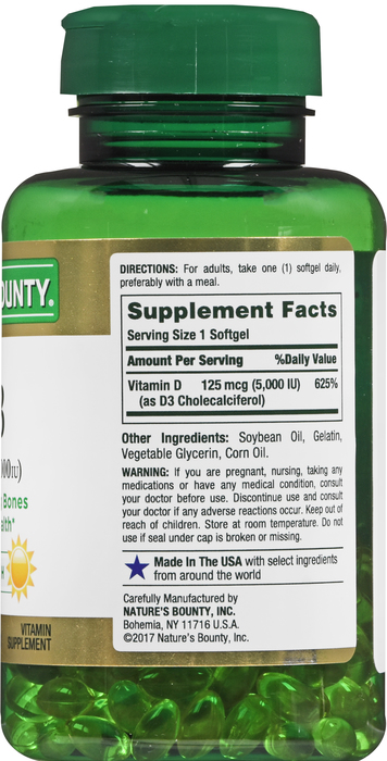 Nature's Bounty Vitamin D-3 5000IU Softgel 240ct