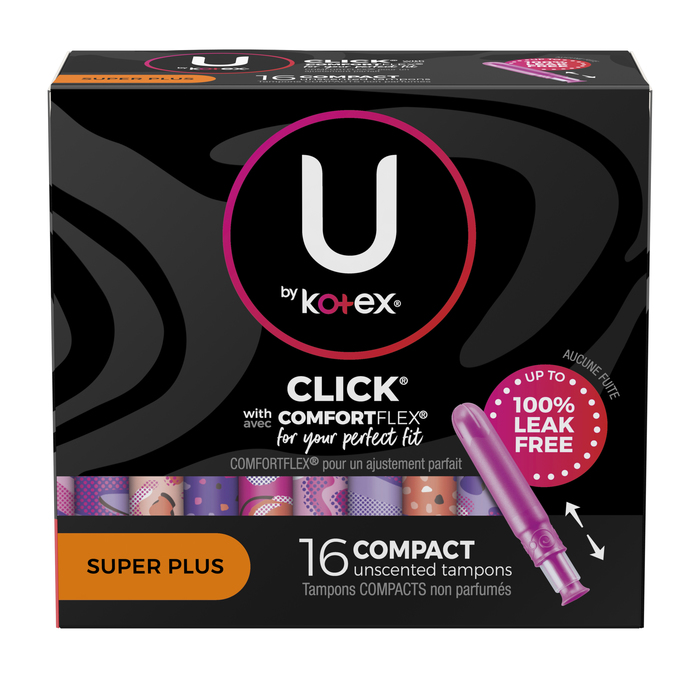 U by Kotex Click Compact Super Plush Absorbency Unscented Tampons 16ct