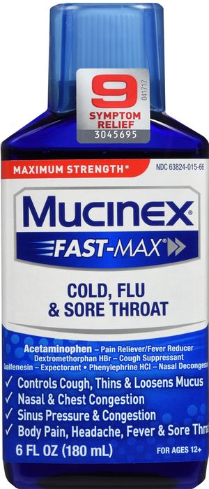 Mucinex Fast Max Cold, Flu, & Sore Throat Liquid 6oz