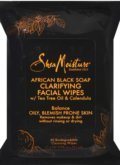 SHEA MOISTURE AFRCN BLK FACIAL WIPE 30CT