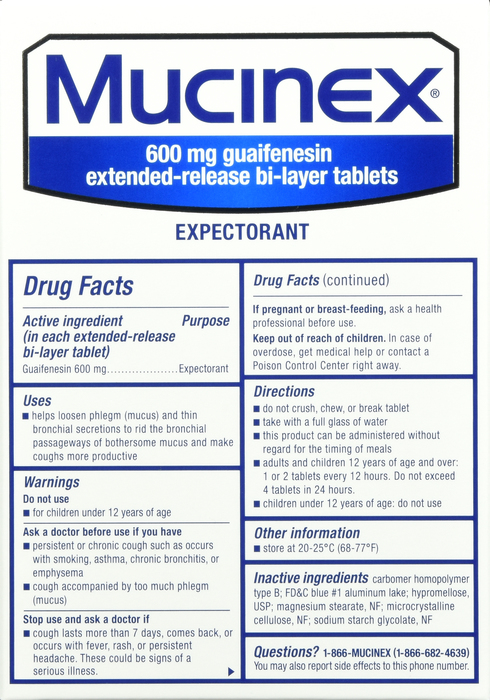 Mucinex Expectorant Tablets 100ct