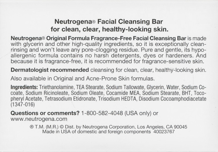 Neutrogena Original Fragrance-Free Gentle Facial Cleansing Bar 3.5oz