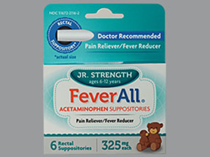 FeverAll Jr Strength Acetaminophen Suppository 325mg 6ct