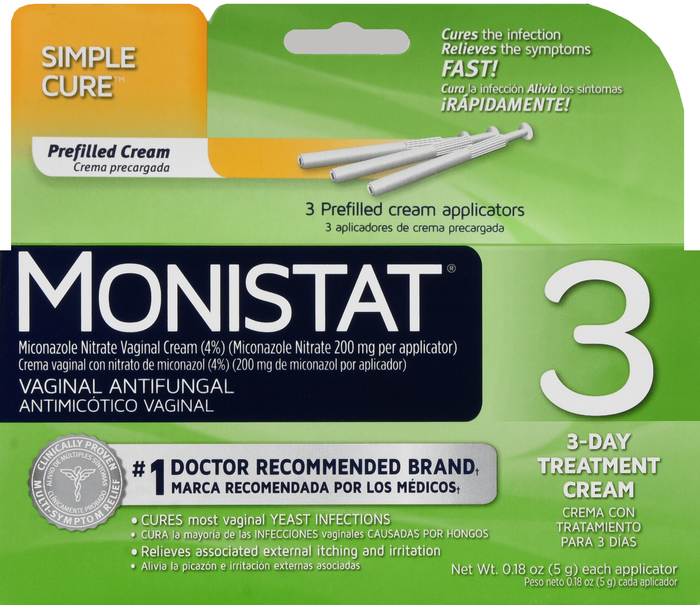 Monistat 3-Day Yeast Infection Treatment, Prefilled Cream Applicators 3ct