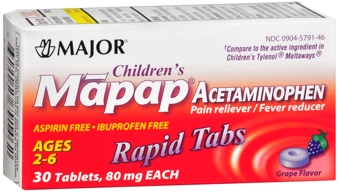 MAPAP ACETAMIN 80MG CHILD GRAP TAB 30CT