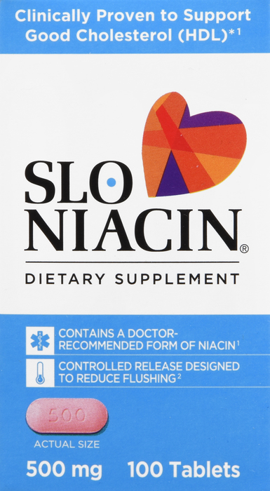 Slo-Niacin Cholesterol 500mg Dietary Supplement Tablets 100ct