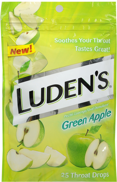 LUDENS BAG GREEN APPLE DROPS 25CT