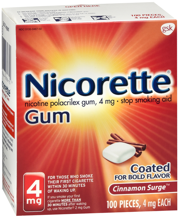 Nicorette Stop Smoking Aid 4mg Cinnamon Surge Coated Gum 100ct