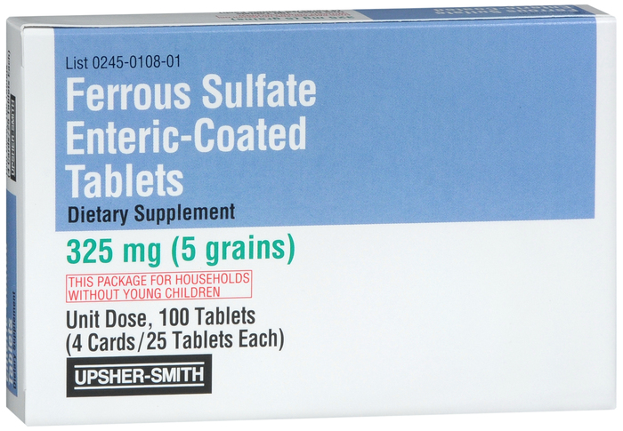 FERROUS SULFATE 325 MG RED TAB 100 UD