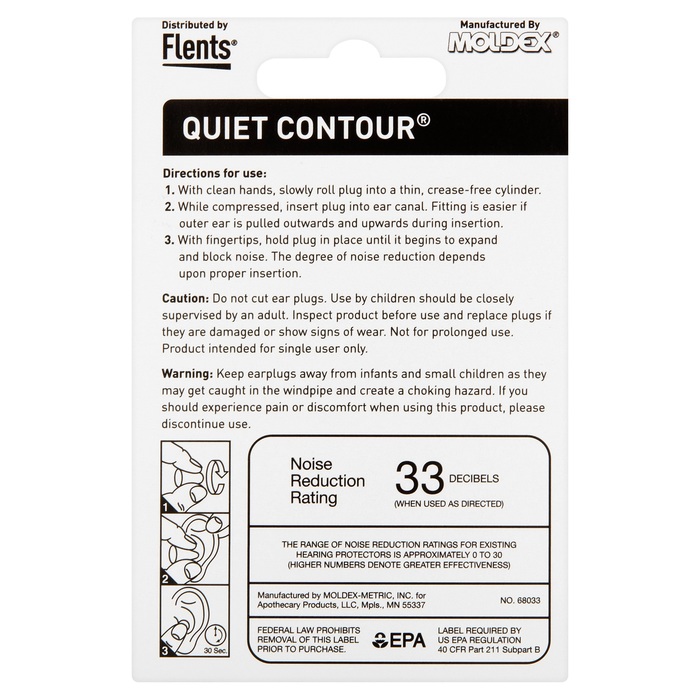 EAR PLUG QUIET CONTOUR FOAM NRR33 6X10PR