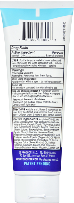 Arthritis Wonder Pain Relieving Cream 4oz