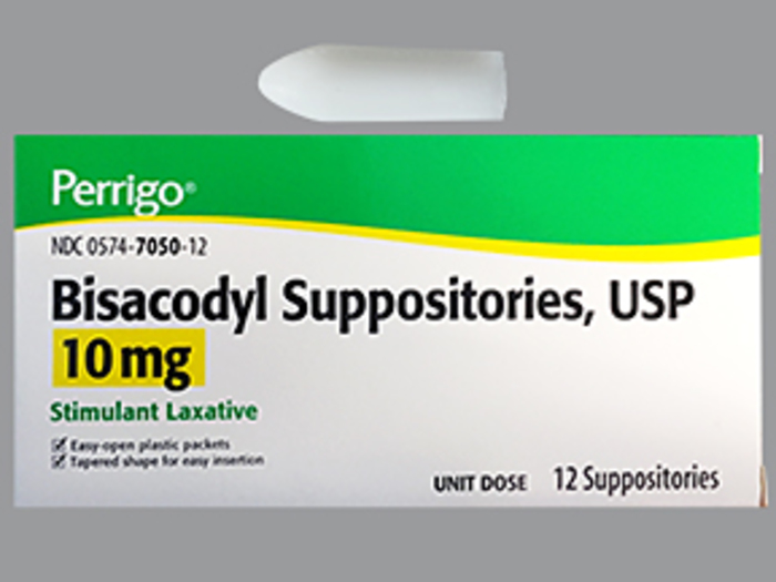 Biscodyl 10mg Suppositories UD 12ct Perrigo