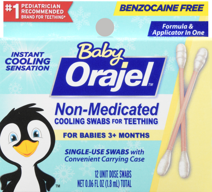 BABY ORAJEL NON-MED COOLING SWABS 12CT