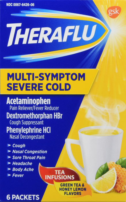 Theraflu Multi-Symptom Severe Cold Lipton Packets 6ct