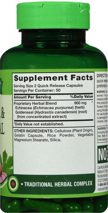 ECHINACEA & GOLDENSEAL CAP 100CT NAT TRU