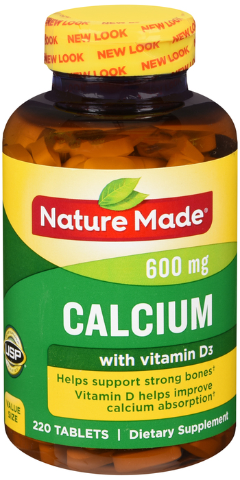 Nature Made Calcium 600mg w/Vitamin D3 Tablets 220ct