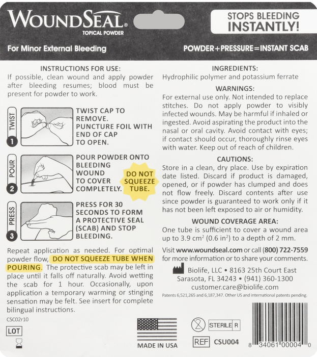 WoundSeal Topical Powder 4ct