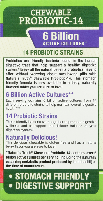 PROBIOTIC 6 BILLION CHW 60CT NAT TRUTH