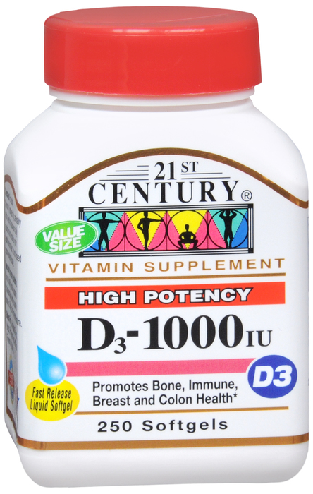 21st Century Vitamin D3 1000 IU Softgels 250ct