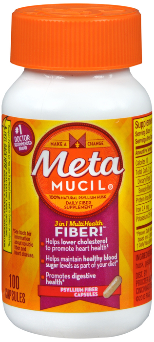 Metamucil Multi-Health Psyllium Fiber Supplement Capsules 100ct