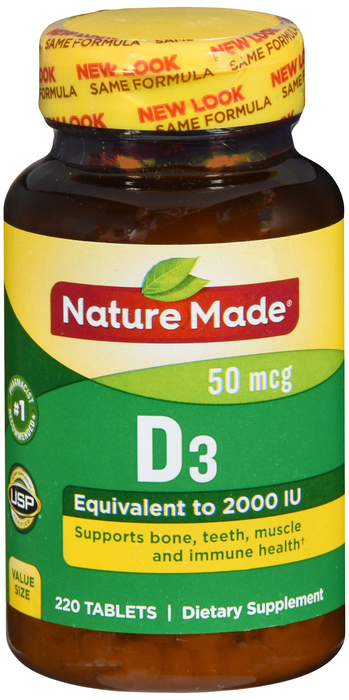 Nature Made Vitamin D-3 2000IU Tablets 220ct