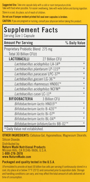 Nature Made Digestive Probiotics Ultra Strength 12 Strain Capsules 25ct