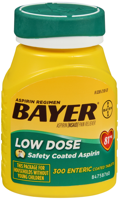 Bayer Low Dose Aspirin 81mg Safety Coated Tablets 300ct