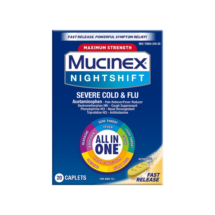 Mucinex Nightshift Severe Cold & Flu Caplets 20ct