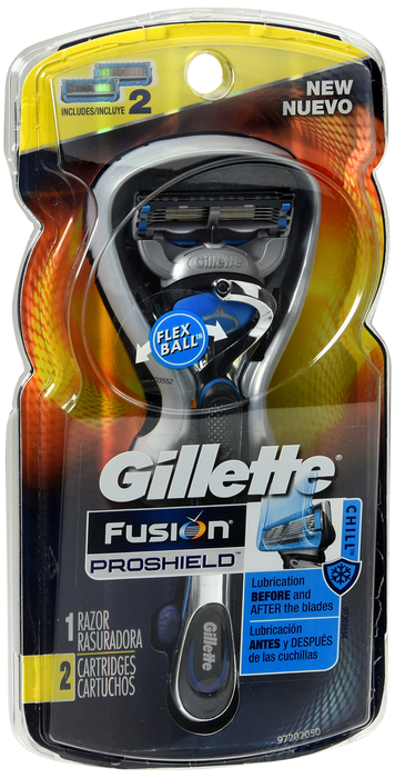 Gillette Fusion5 ProShield Chill Razor Handle + 2 Razor Blade Refills 1ct