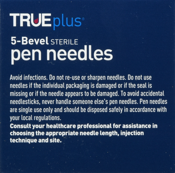 TRUEplus 5-Bevel Pen Needles 32Gx4mm 100ct