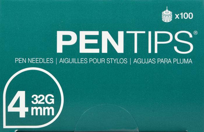 PENTIPS PEN NEEDLES 4MMX32G 100CT