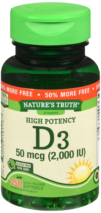 Nature's Truth Vitamin D3 2000IU Softgels 100+50ct